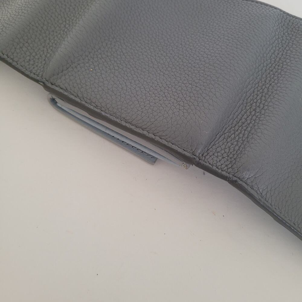 Celine Gray Pebbled Leather Small Wallet with Gold Logo - Picture 9 of 14
